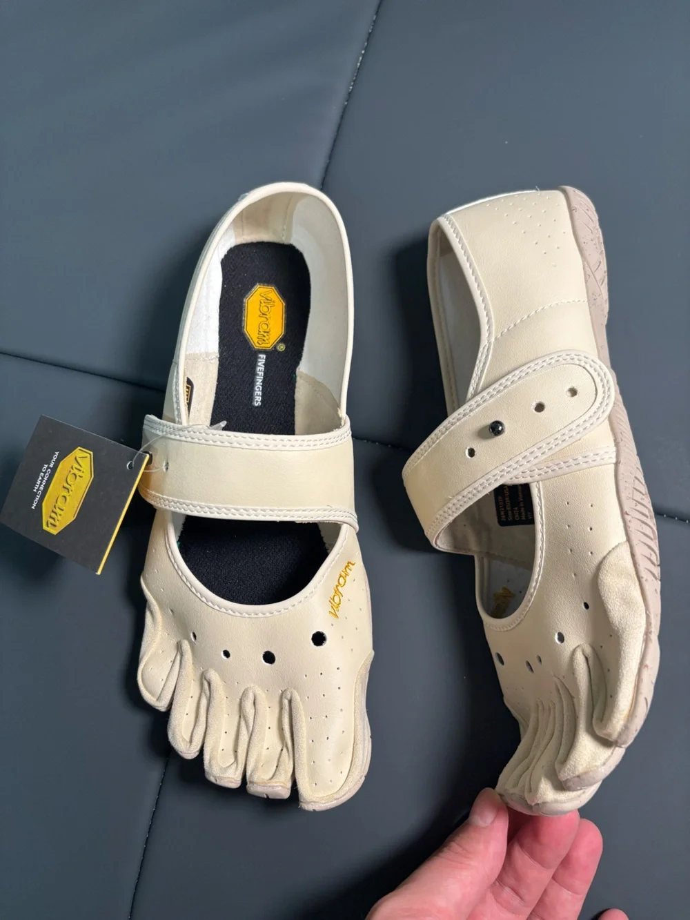 Vibram FiveFingers Cream Multi-Toe Sandals with Adjustable Strap
